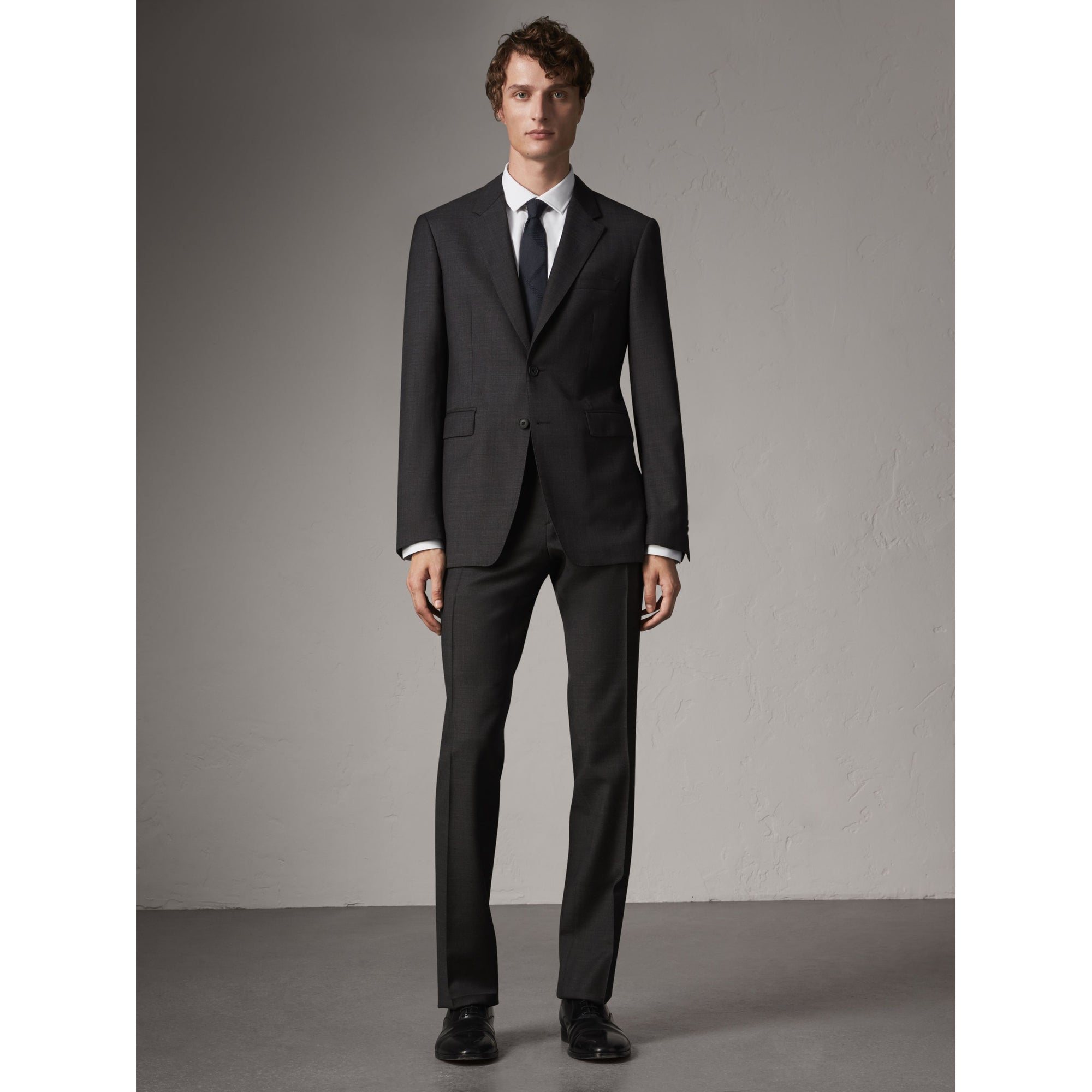 ZZNOSTOCK Costume en laine vierge Travel Tailoring - Dark Grey Melange