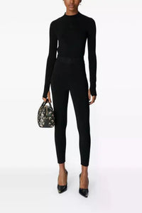Moon Logo Knit Ls Highneck Top - Noir