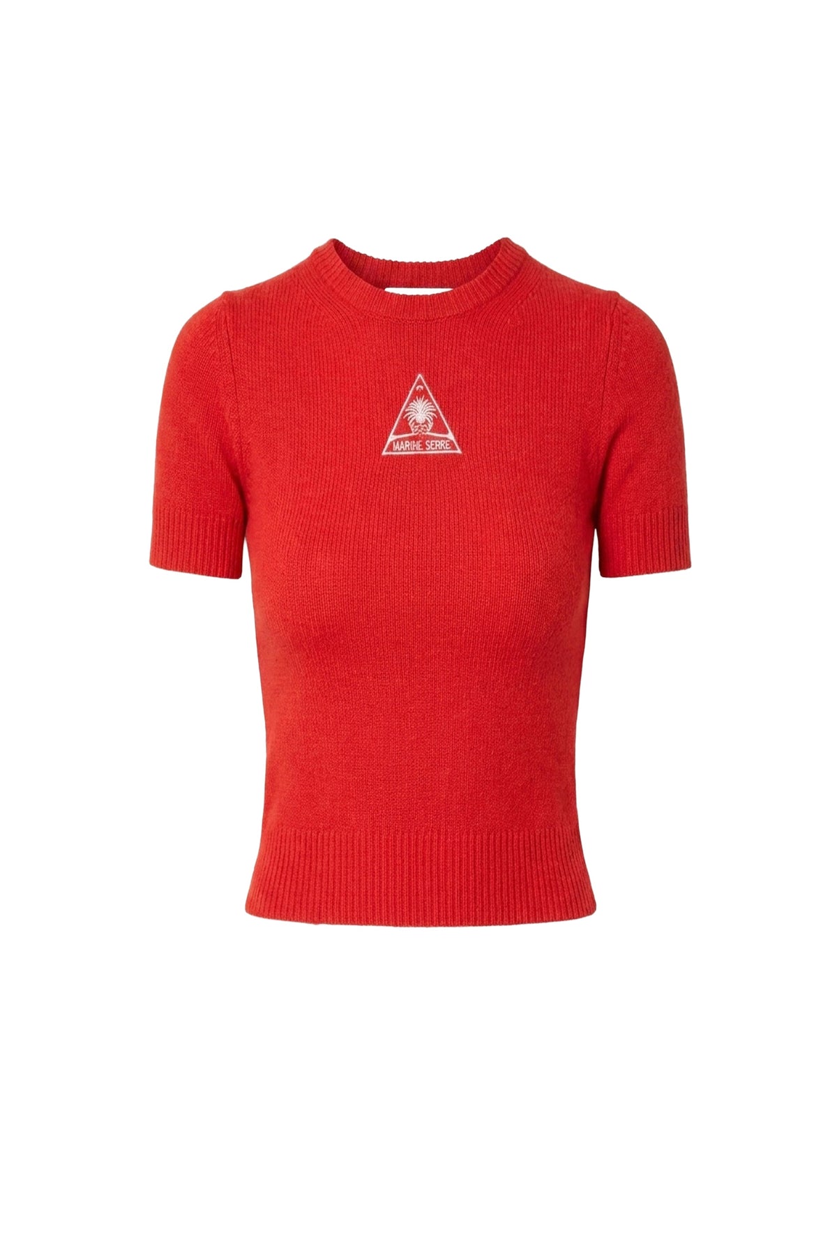 T-shirt court en jacquard de laine - Red