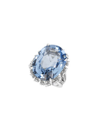 1qty NEW / Argent Rhodié Bague sur argent rhodié serti de Burmalite™ taille ovale aigue marine // RECO : 428€