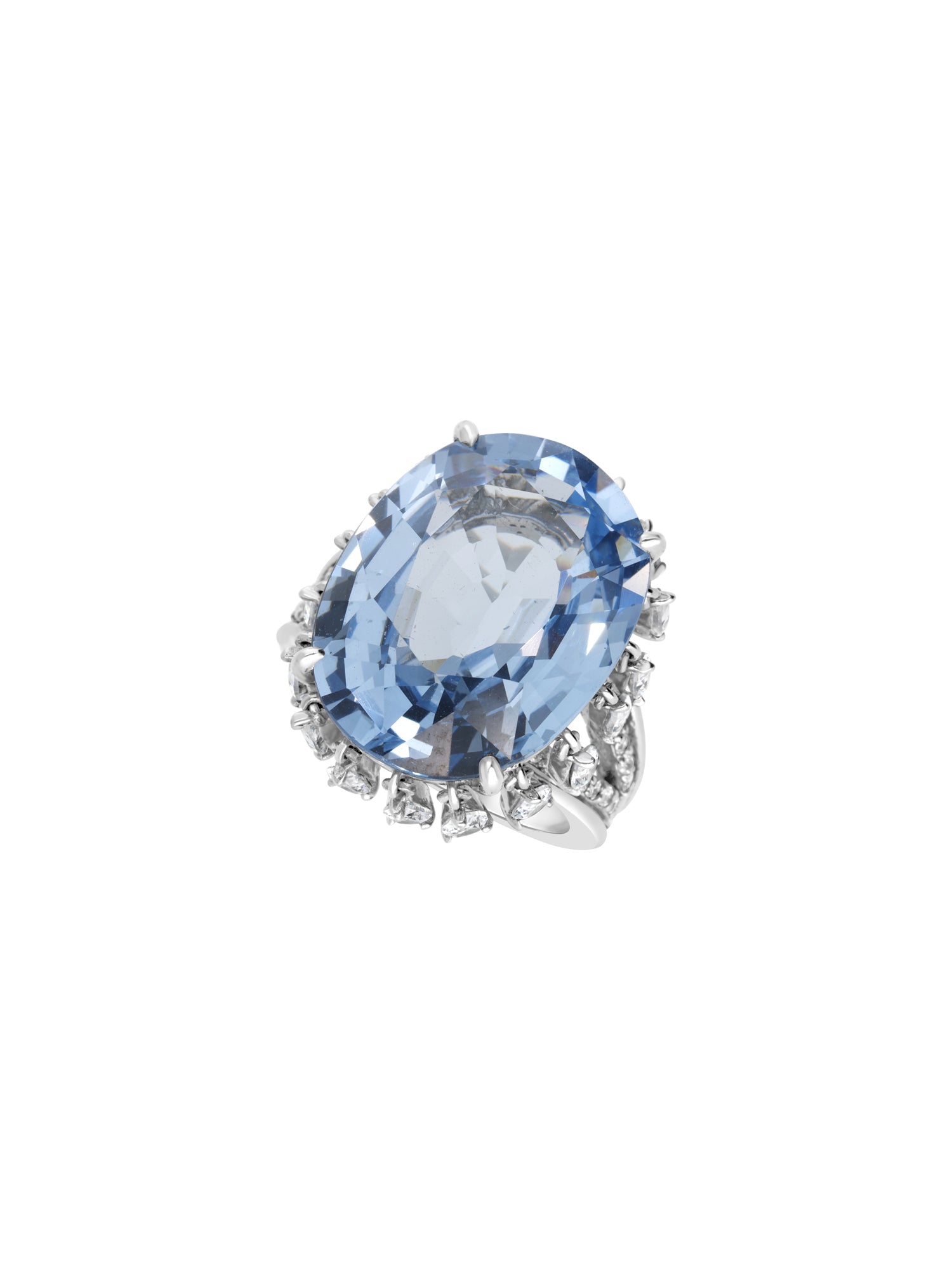1qty NEW / Argent Rhodié Bague sur argent rhodié serti de Burmalite™ taille ovale aigue marine // RECO : 428€
