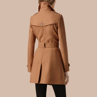 1 qty Trench-coat court en double sergé de laine - Camel