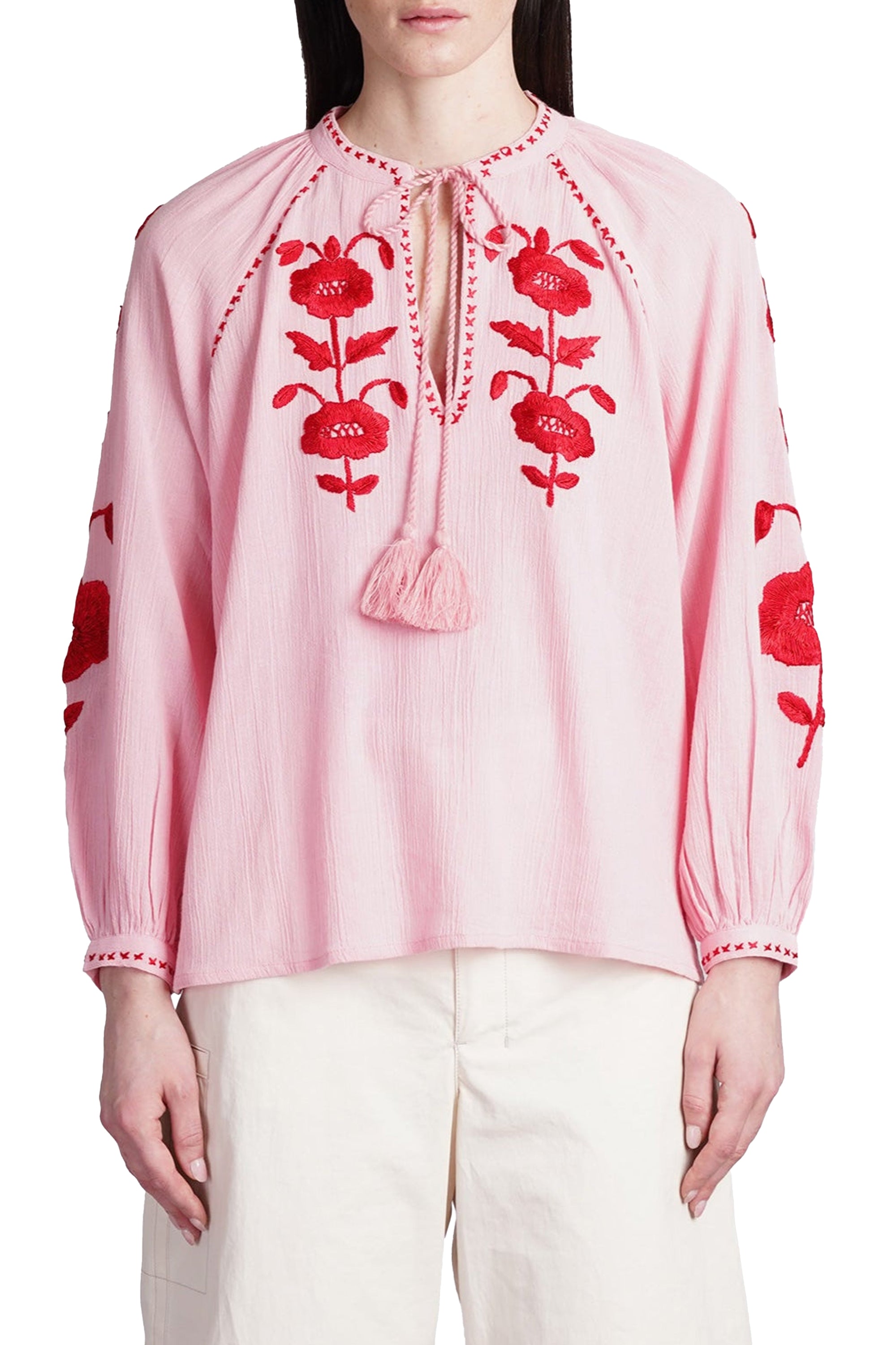 Blouse brodée Ila - Pink