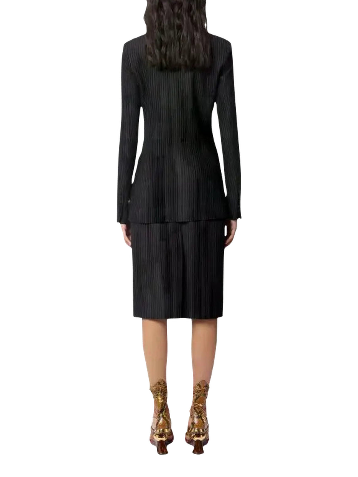 Blazer à fines rayures en laine - Noir