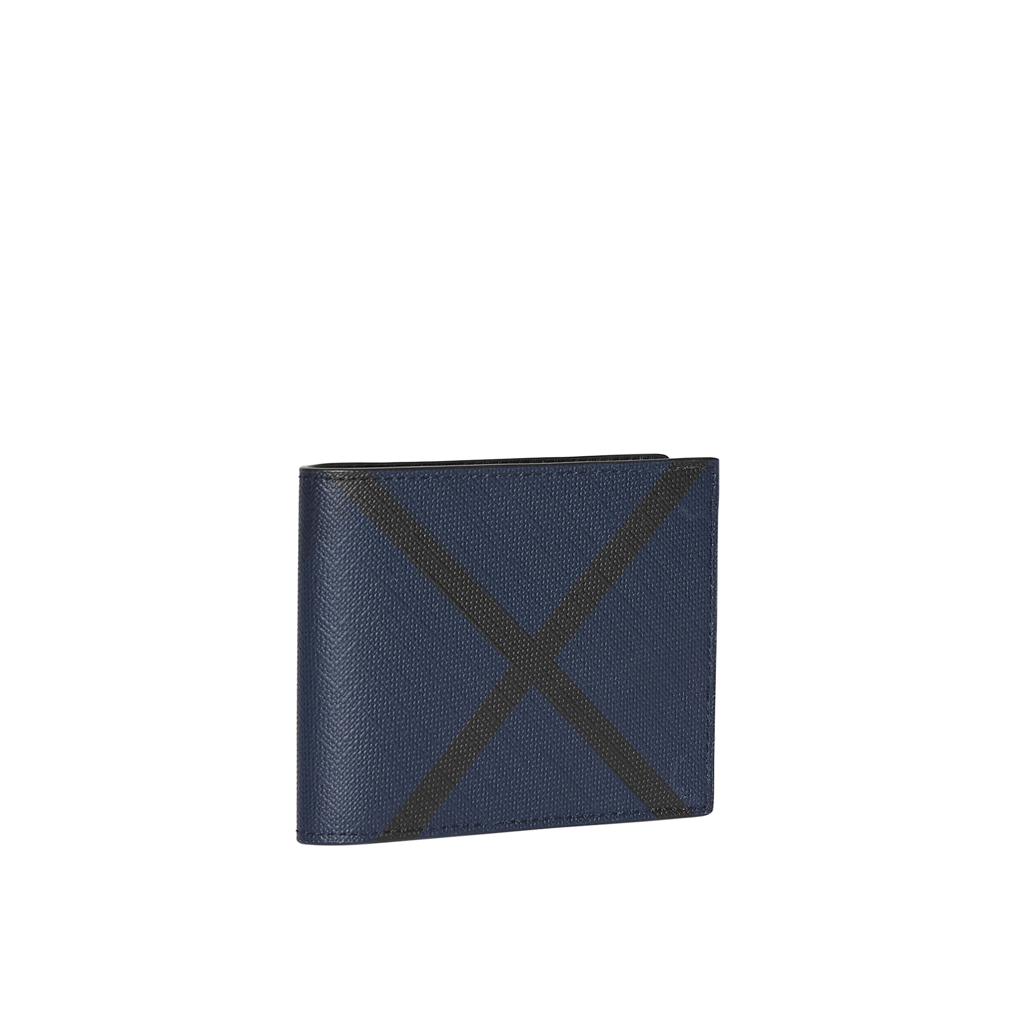 1 qty Portefeuille à rabat en cuir - Navy & Black