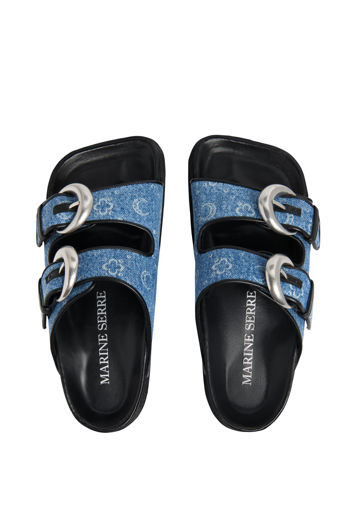 Sandales monogramme en denim Upcyclées - Dark Blue Moono