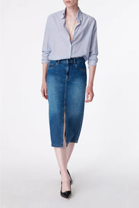 Jupe midi Bastia en denim - Royal