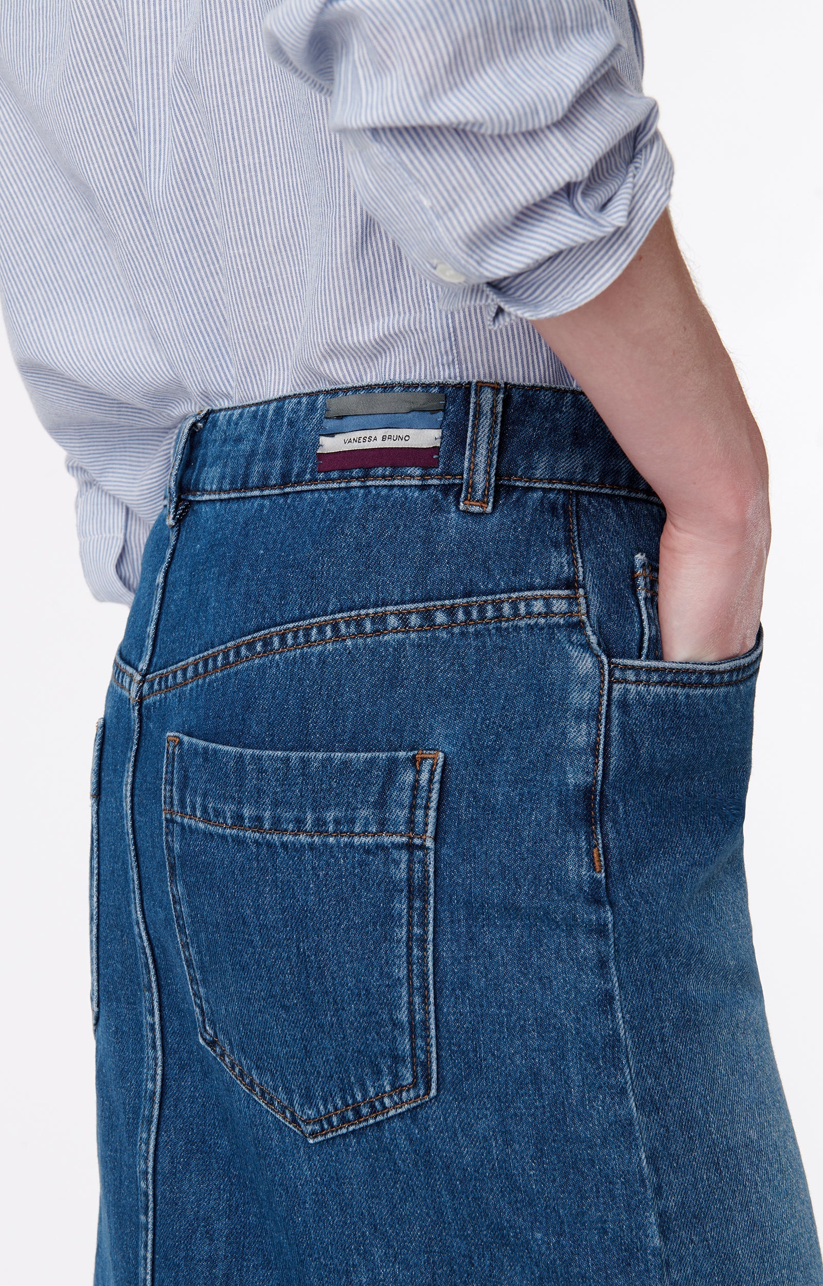 Jupe midi Bastia en denim - Royal