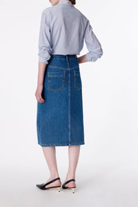Jupe midi Bastia en denim - Royal