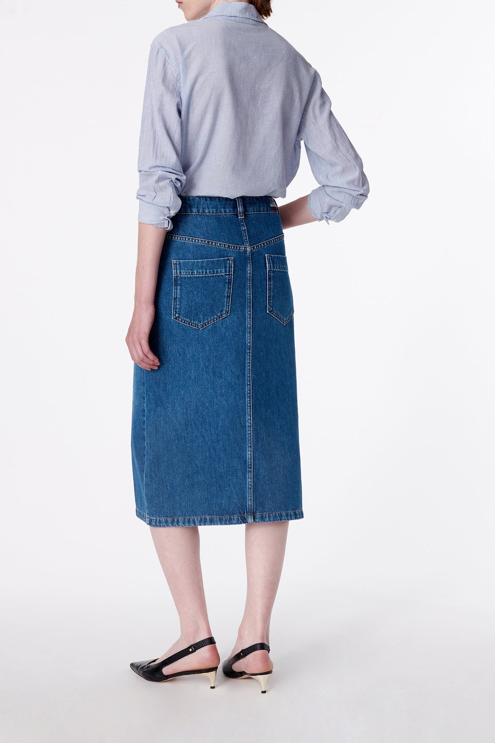 Jupe midi Bastia en denim - Royal