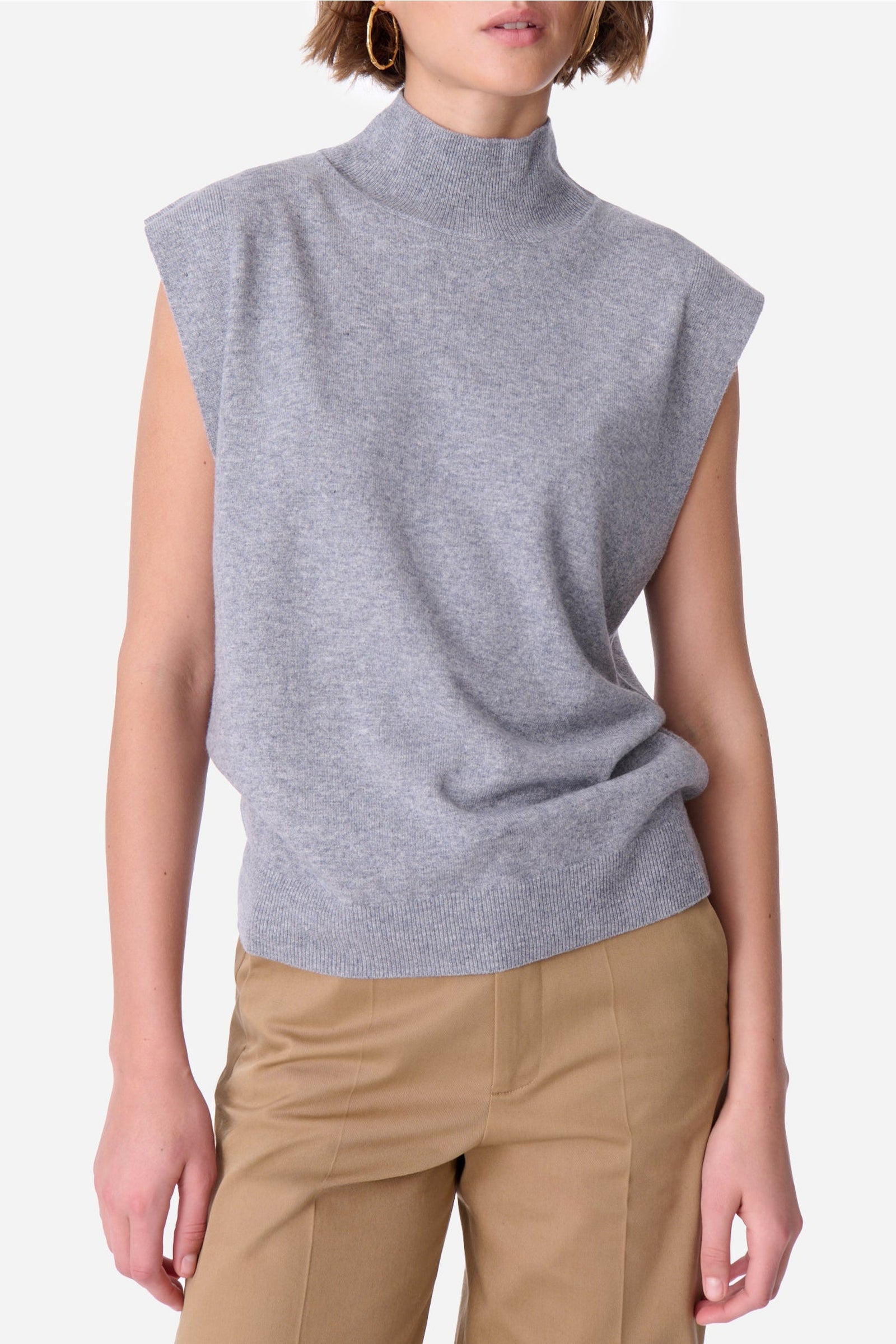 Pull sans manches Erynn en laine - Gris Chiné