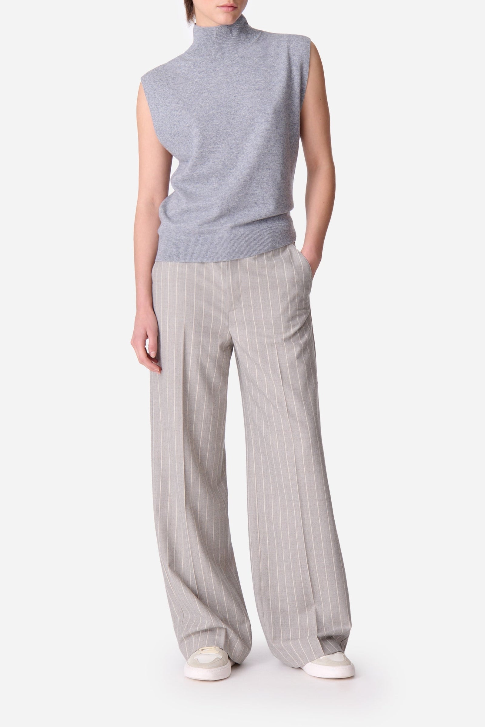 Pull sans manches Erynn en laine - Gris Chiné