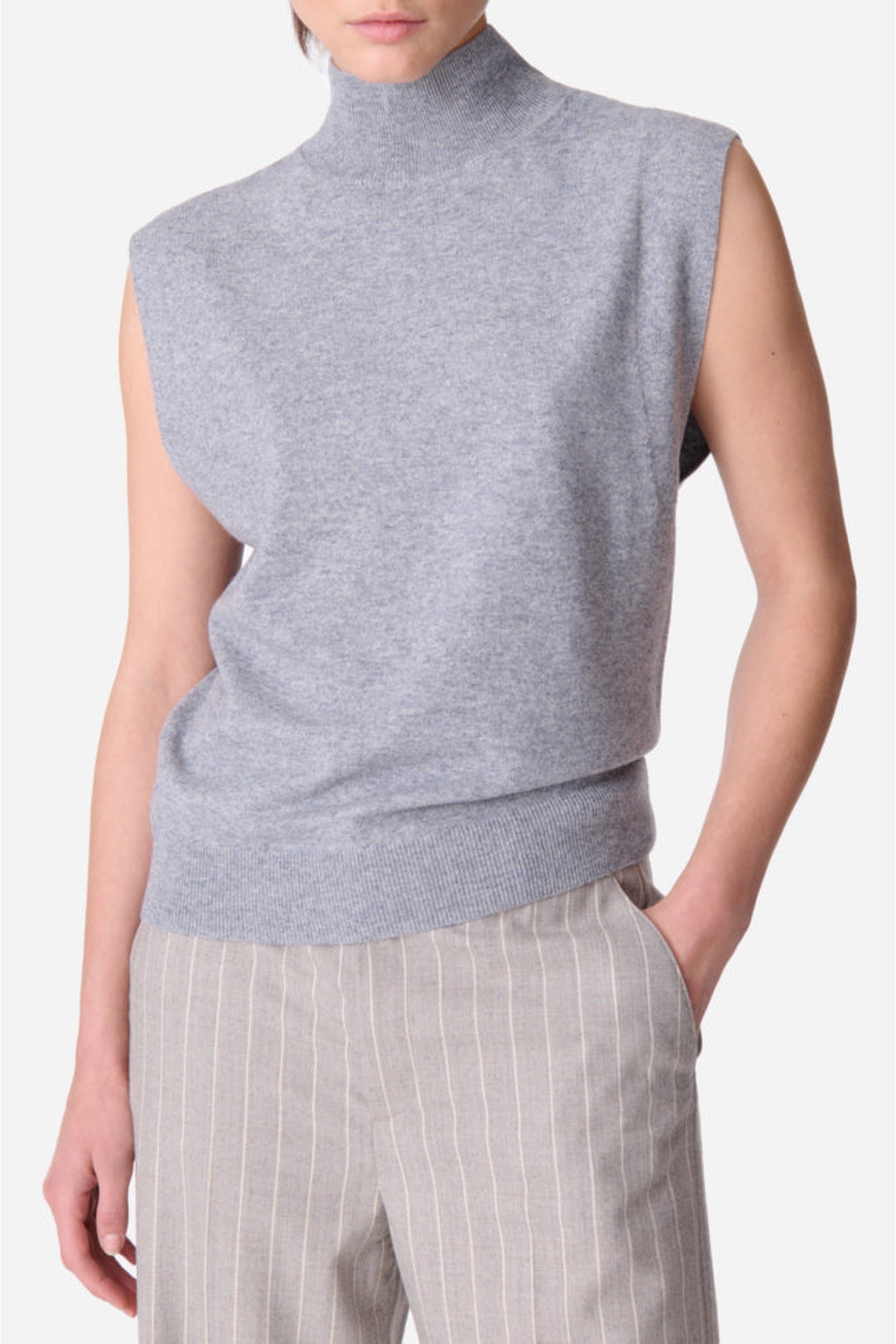 Pull sans manches Erynn en laine - Gris Chiné