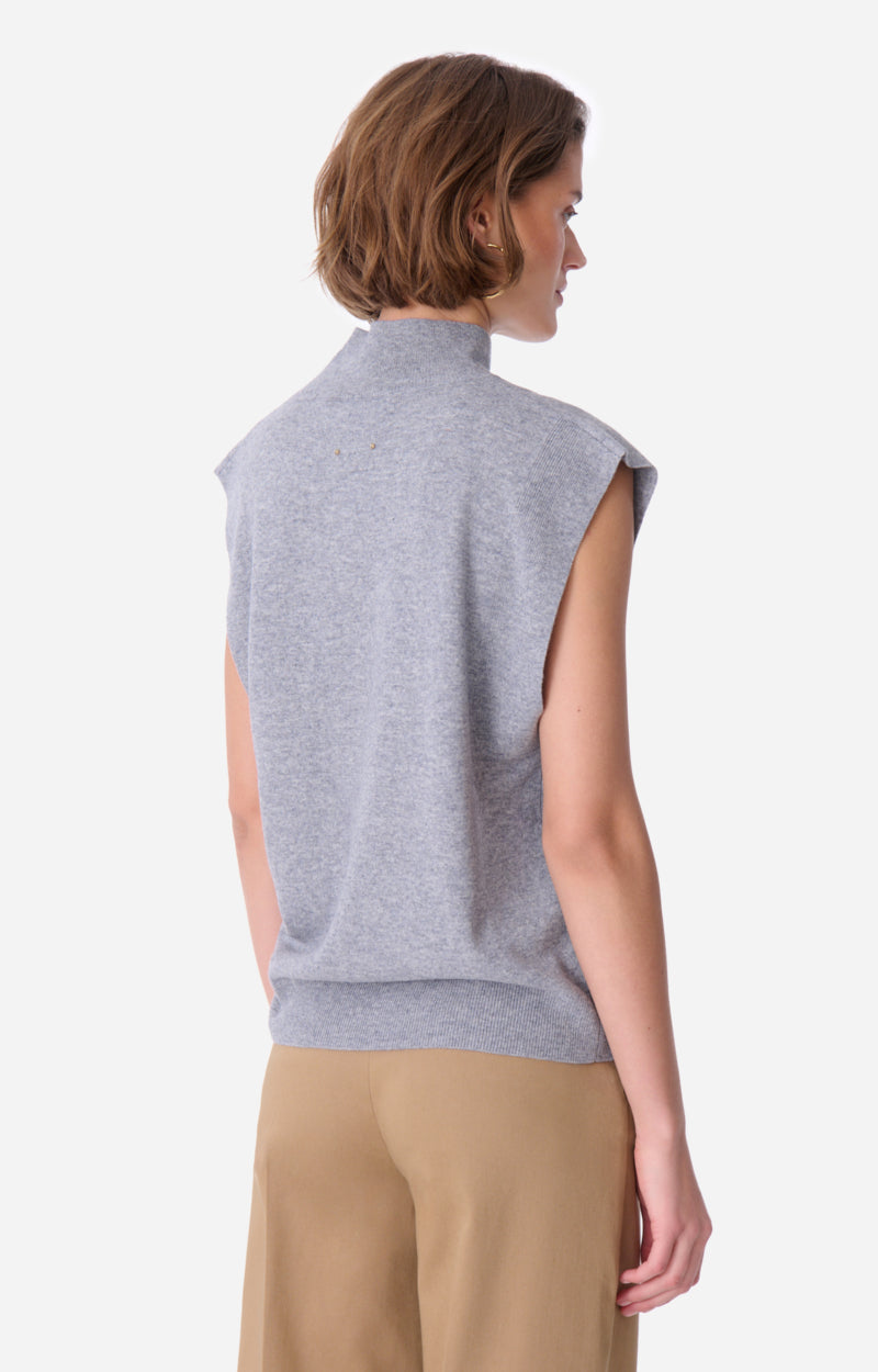 Pull sans manches Erynn en laine - Gris Chiné