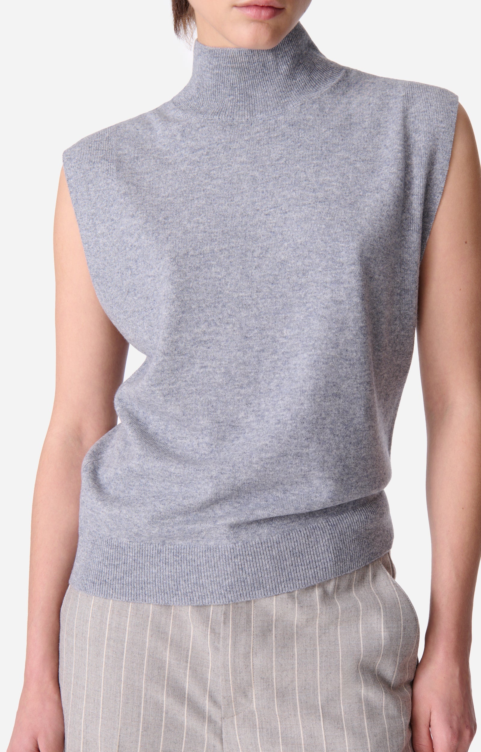 Pull sans manches Erynn en laine - Gris Chiné