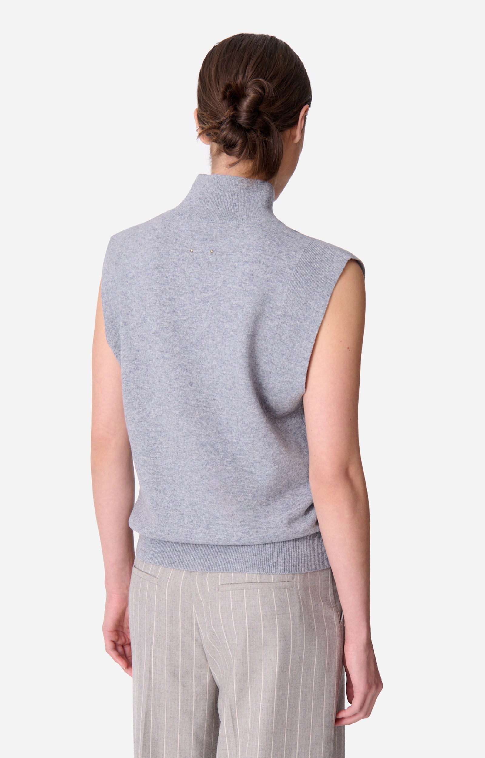 Pull sans manches Erynn en laine - Gris Chiné