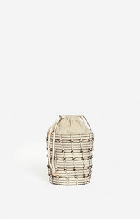 Petit sac seau en cuir tressé - Crème