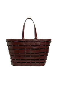 Panier en cuir tressé - Marron