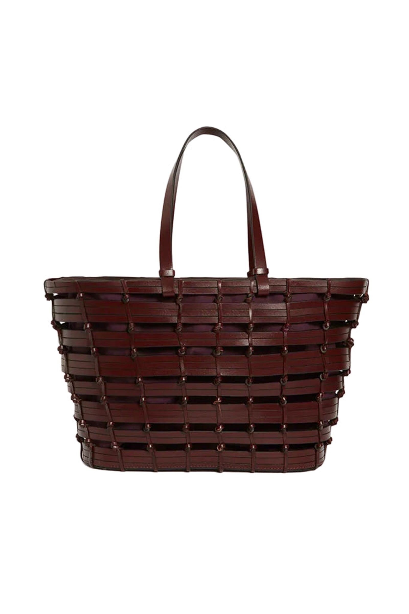 Panier en cuir tressé - Marron