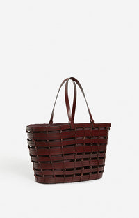 Panier en cuir tressé - Marron