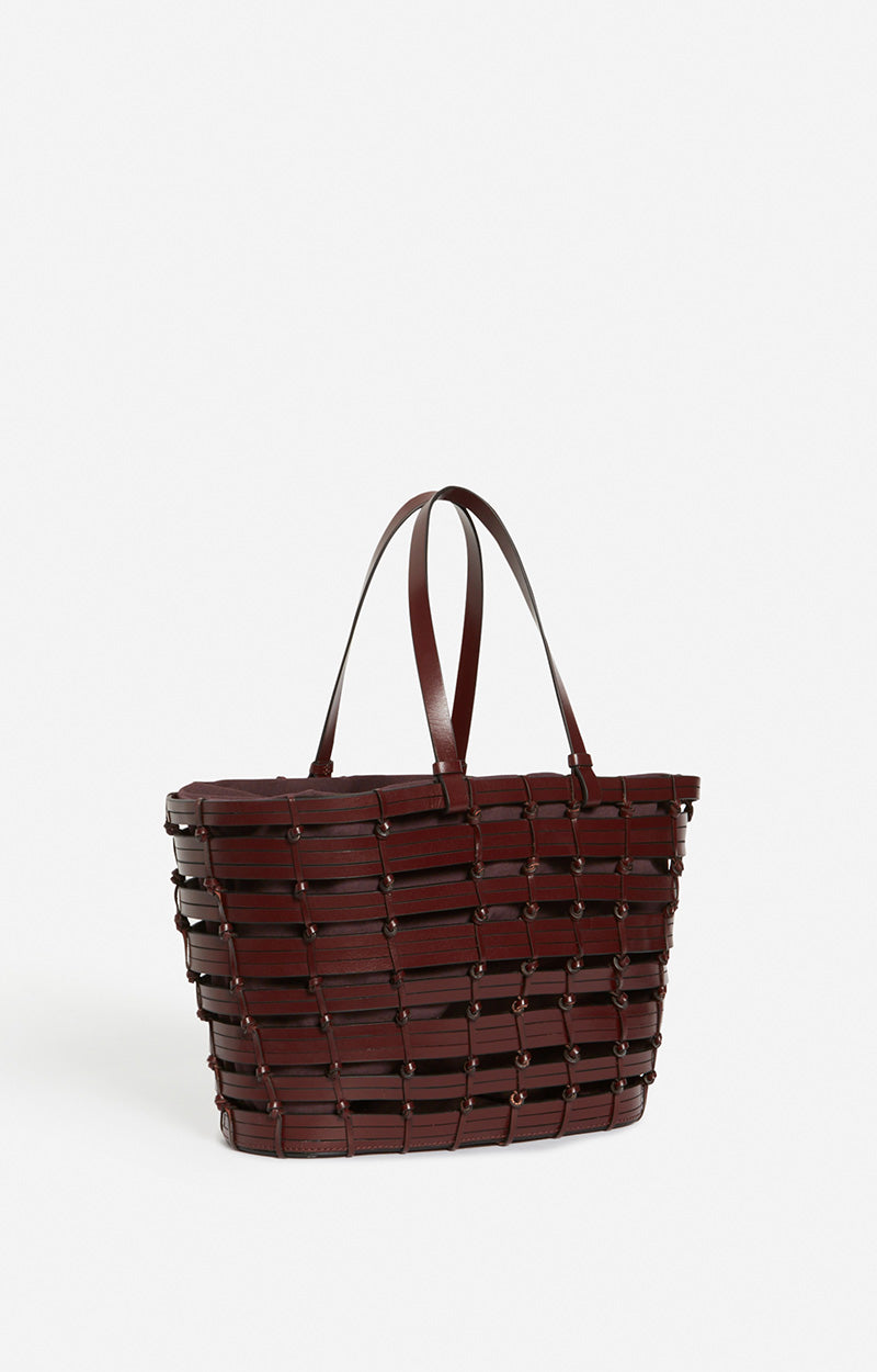 Panier en cuir tressé - Marron