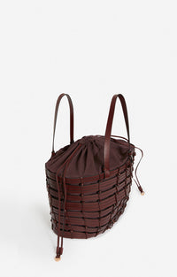 Panier en cuir tressé - Marron