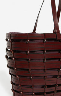 Panier en cuir tressé - Marron