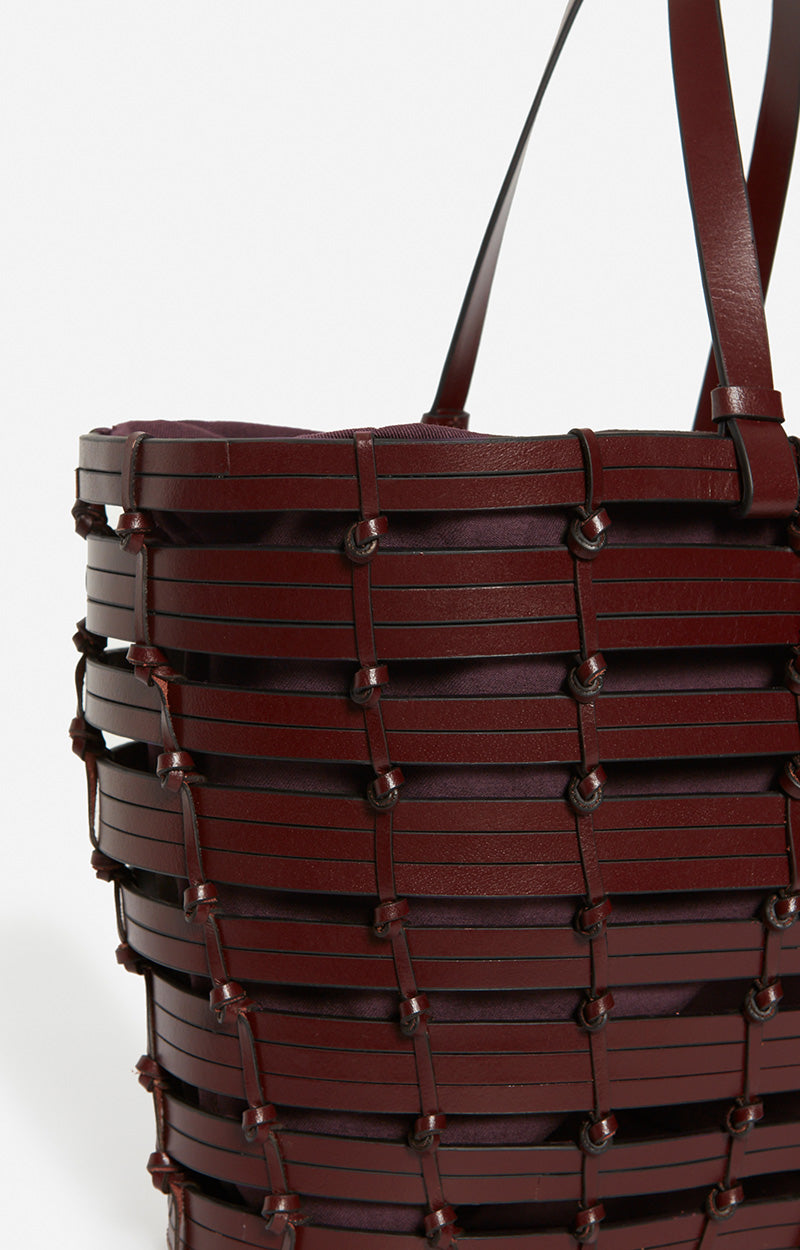 Panier en cuir tressé - Marron
