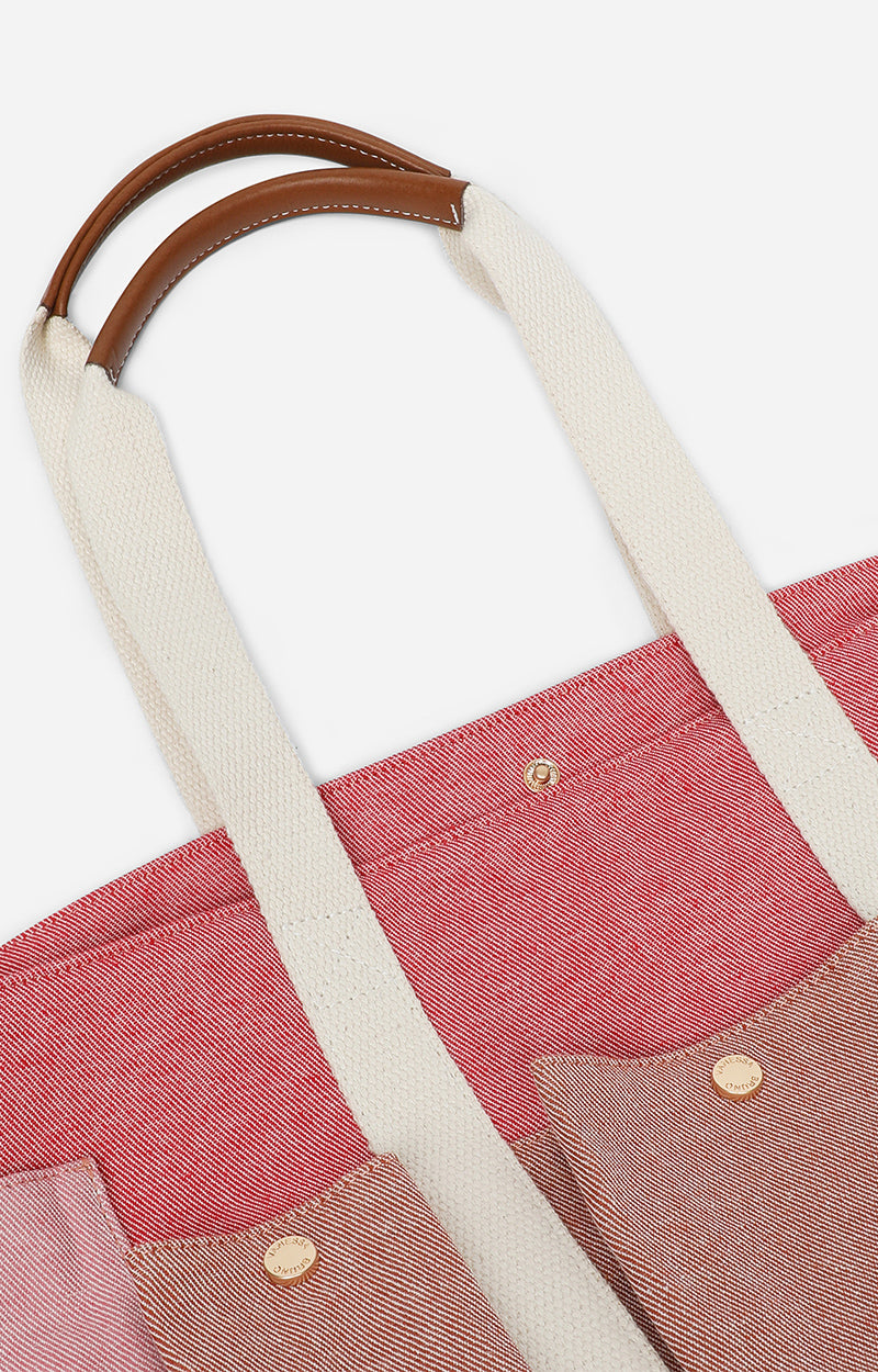 3 QTY NEW // MULTICO/ROSE / Cabas L Multipoches - MULTICO/ROSE