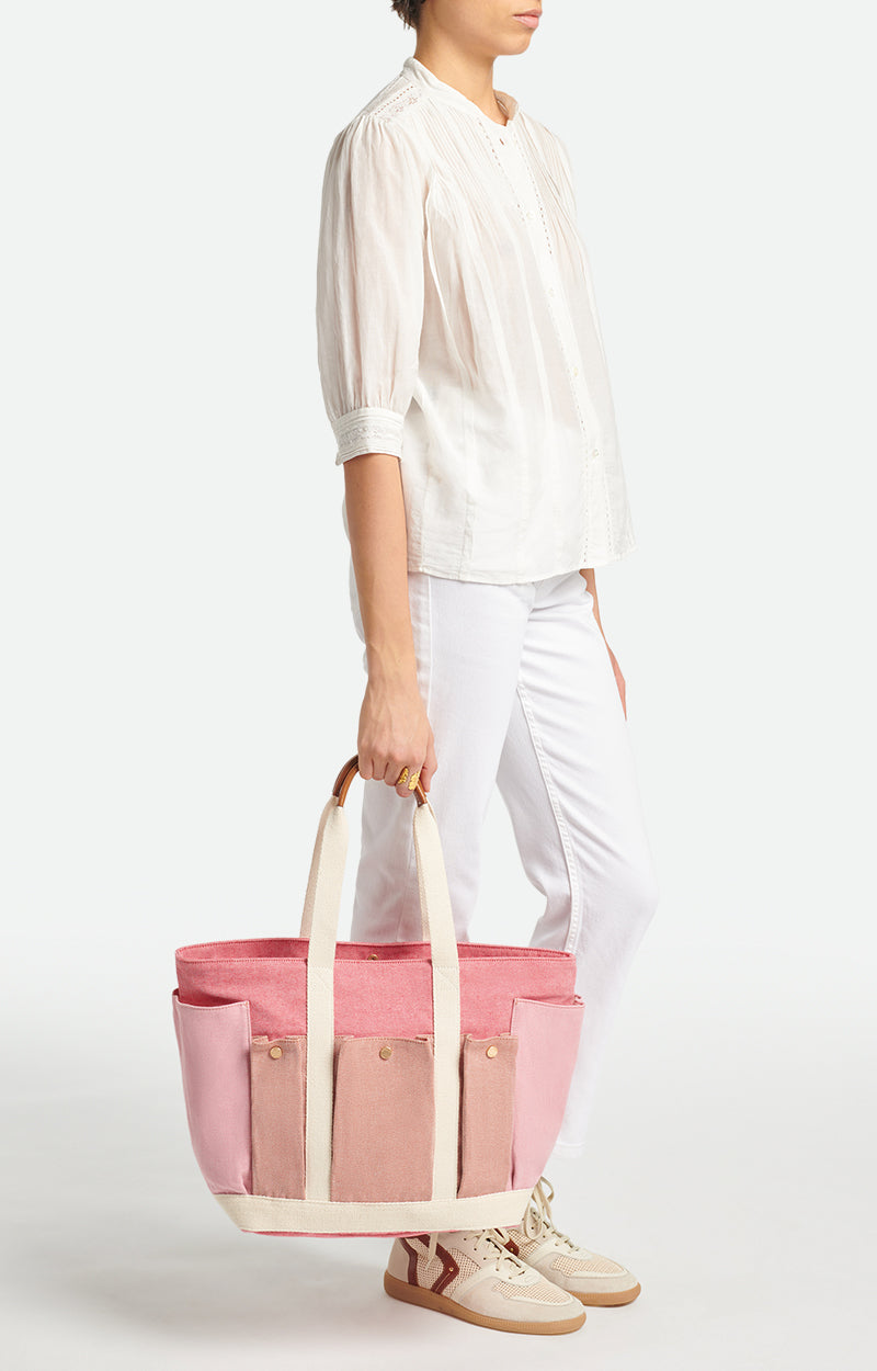 3 QTY NEW // MULTICO/ROSE / Cabas L Multipoches - MULTICO/ROSE