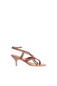 Sandales à talons 45 en cuir - Cognac