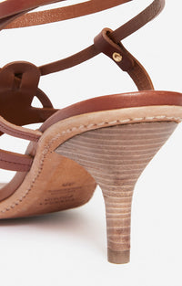 Sandales à talons 45 en cuir - Cognac
