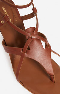 Sandales à talons 45 en cuir - Cognac