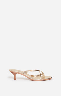 8 QTY NEW // OR CLAIR / Sandales en Cuir - OR CLAIR