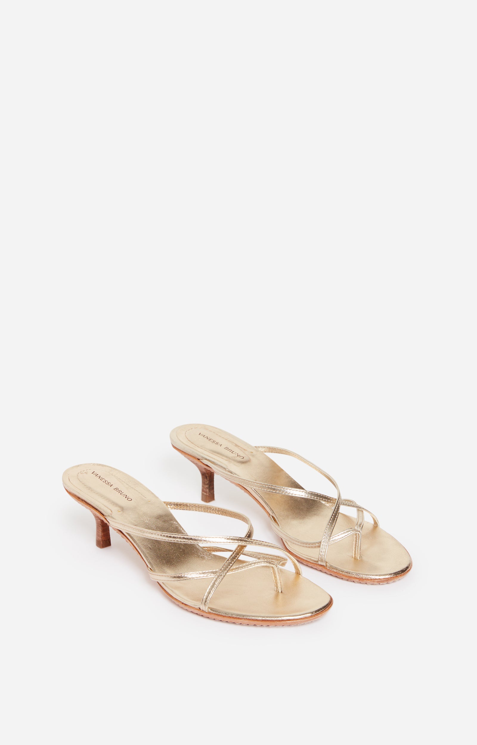 8 QTY NEW // OR CLAIR / Sandales en Cuir - OR CLAIR
