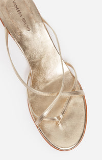 8 QTY NEW // OR CLAIR / Sandales en Cuir - OR CLAIR