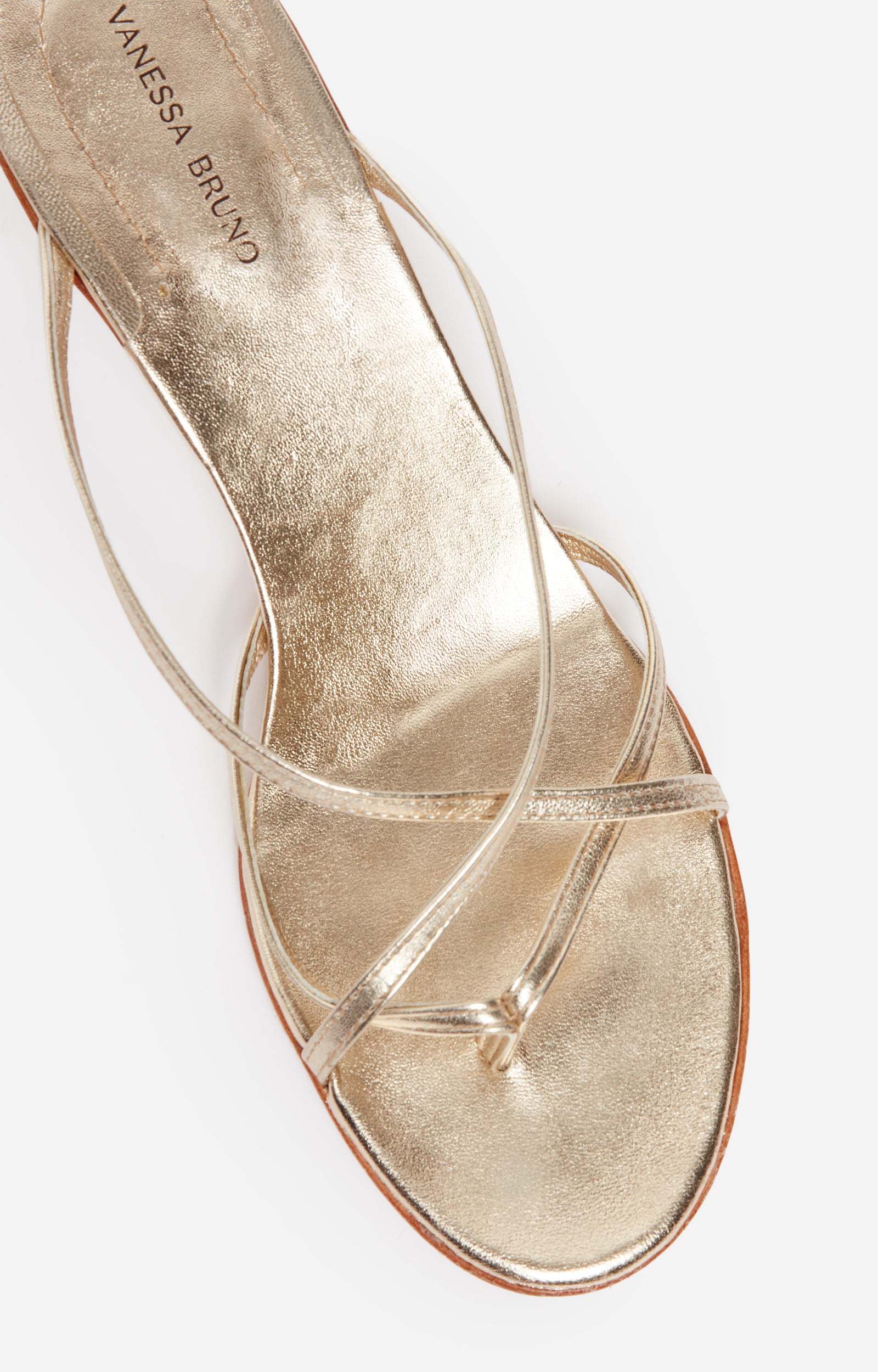 8 QTY NEW // OR CLAIR / Sandales en Cuir - OR CLAIR
