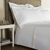 Parure housse de couette 4 pcs Classic en coton - White & Beige