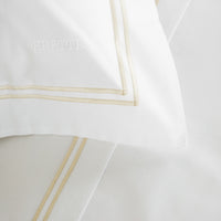 Parure housse de couette 4 pcs Classic en coton - White & Beige