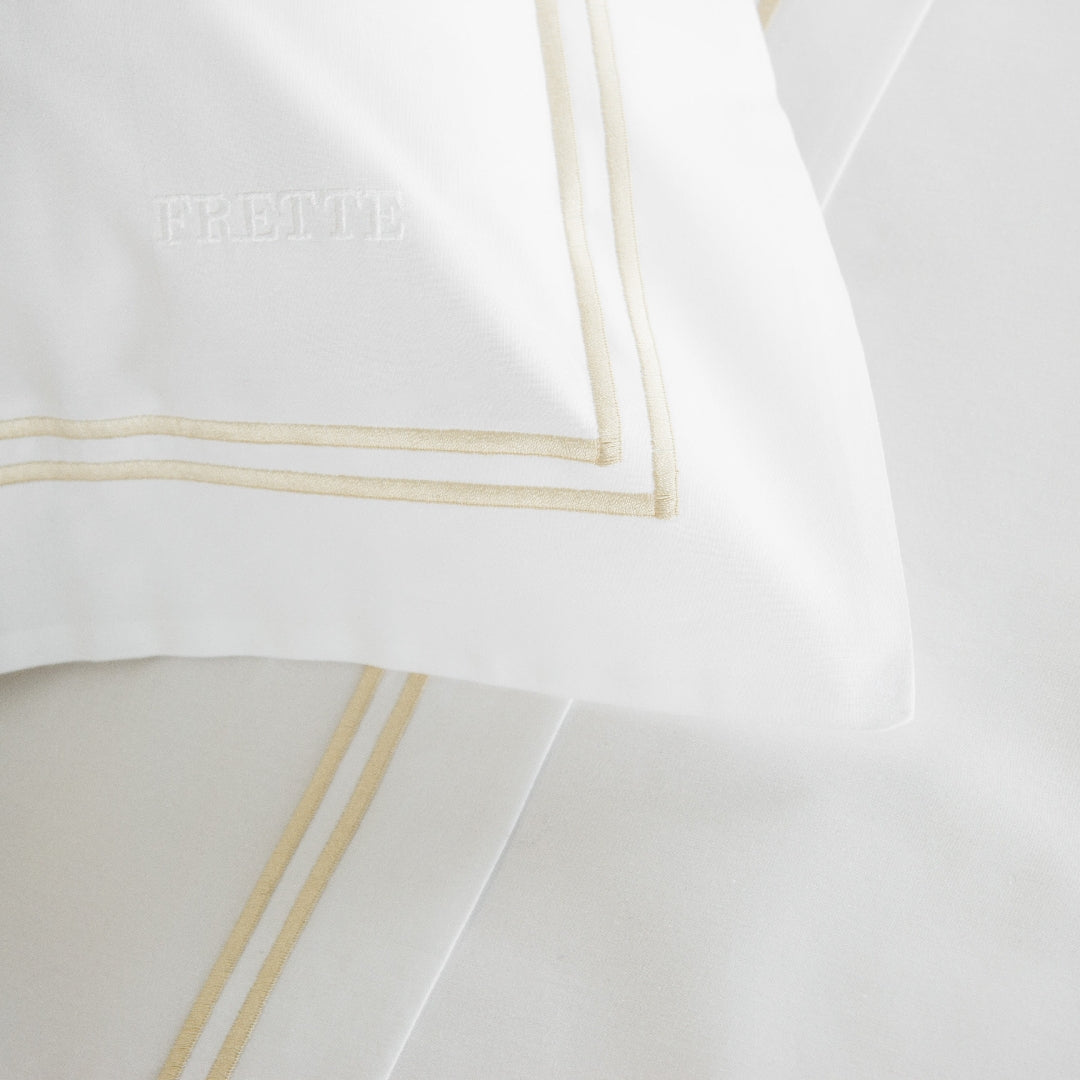 Parure housse de couette 4 pcs Classic en coton - White & Beige