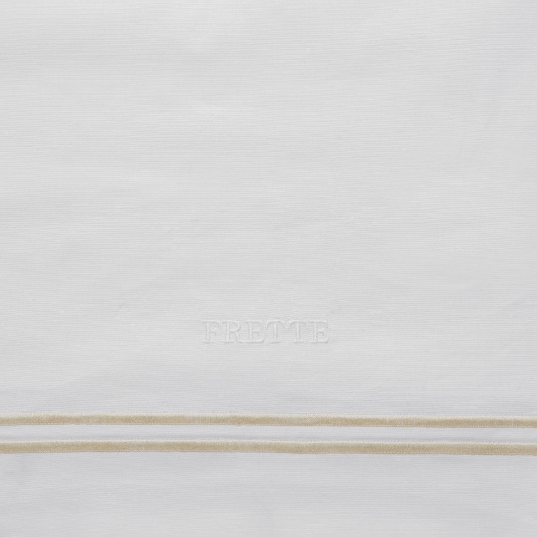 Parure housse de couette 4 pcs Classic en coton - White & Beige
