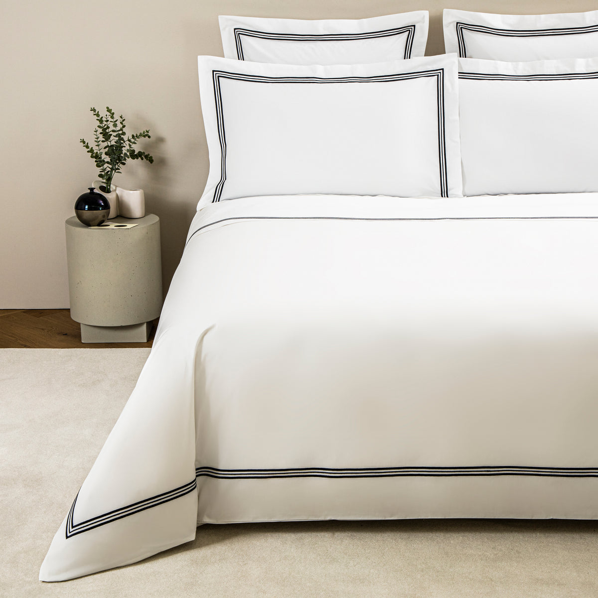 TRIPLO POPELINE -DOUBLE KING PARURE HOUSSE DE COUETTE AVEC 2 TAIE D'OREILLER 51X71 ET UN DRAP PLAT