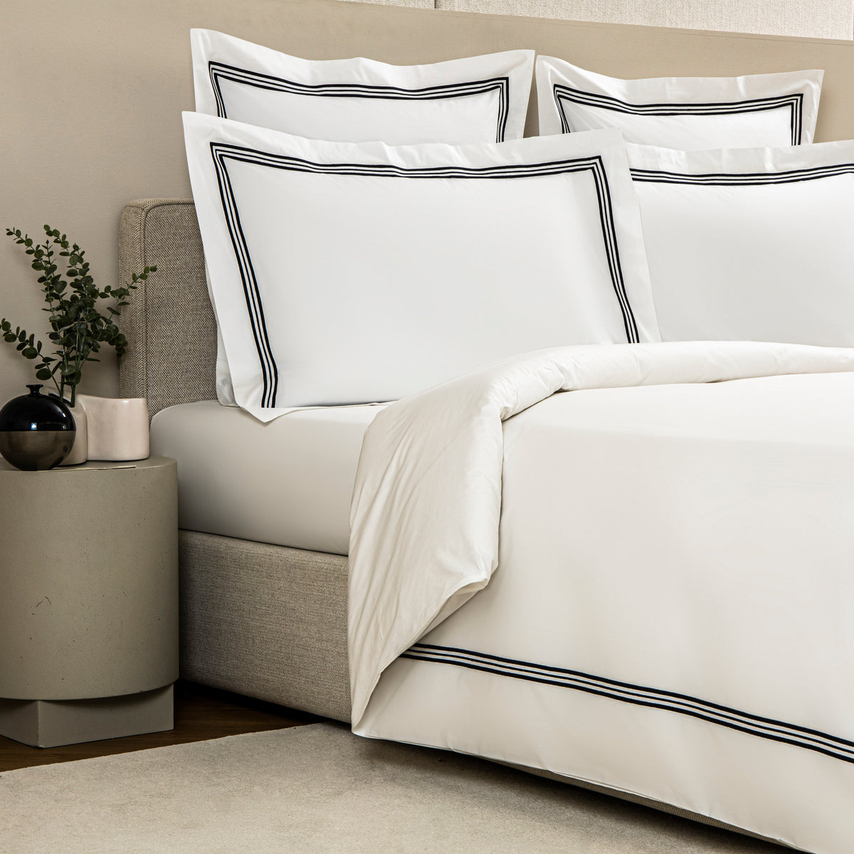 TRIPLO POPELINE -DOUBLE KING PARURE HOUSSE DE COUETTE AVEC 2 TAIE D'OREILLER 50X80 ET UN DRAP PLAT