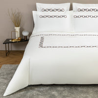 LINKS EMBROIDERY / PARURE HOUSSE DE COUETTE AVEC 2 TAIE D'OREILLER 51X71 ET UN DRAP PLAT