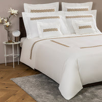 BASKET WEAVE EMRBOIDERY -DOUBLE KING PARURE HOUSSE DE COUETTE AVEC 2 TAIE D'OREILLER 51X71 ET UN DRAP PLAT