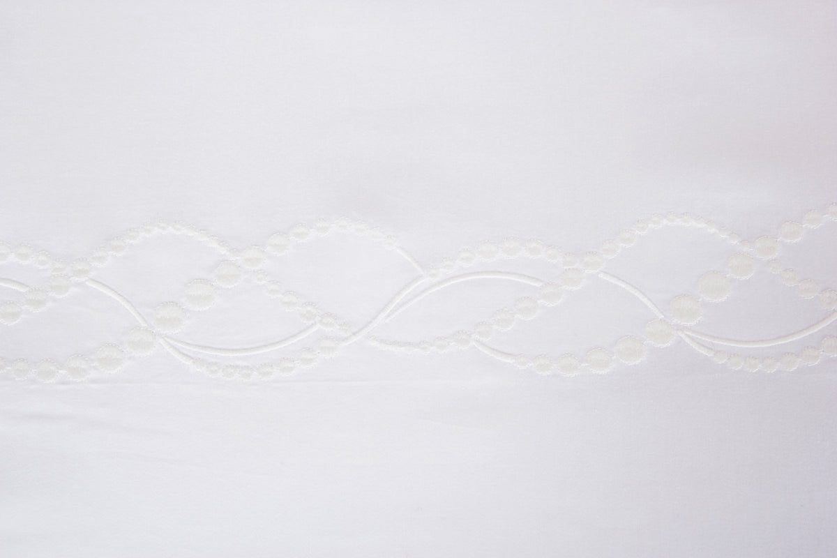 PEARLS EMBROIDERY /  PARURE HOUSSE DE COUETTE AVEC 2 TAIE D'OREILLER 51X71 ET UN DRAP PLAT