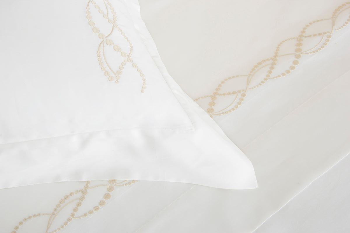 PEARLS EMBROIDERY -DOUBLE KING PARURE HOUSSE DE COUETTE AVEC 2 TAIE D'OREILLER 51X71 ET UN DRAP PLAT