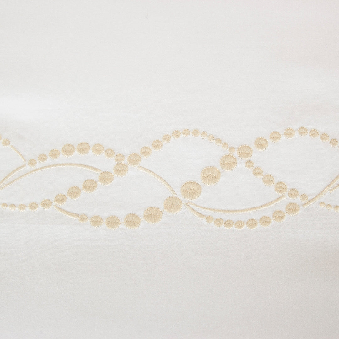 Parure housse de couette 4 pcs Pearls Embroidery en coton - Milk & Savage Beige