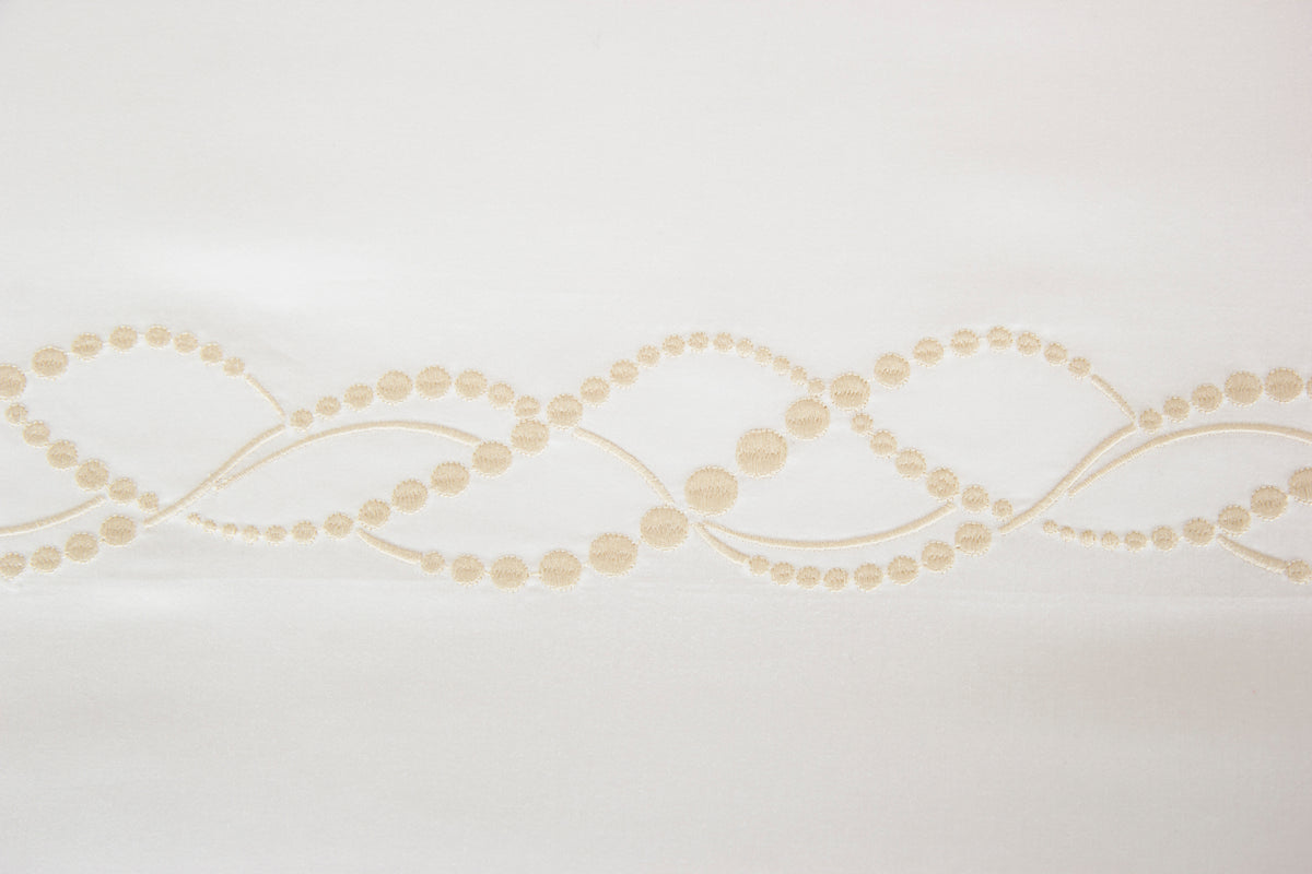 PEARLS EMBROIDERY -DOUBLE KING PARURE HOUSSE DE COUETTE AVEC 2 TAIE D'OREILLER 51X71 ET UN DRAP PLAT