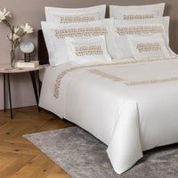 ORNATE MEDALLION EMBROIDERY / DOUBLE HOUSSE DE COUETTE SET AVEC 2 TAIE D'OREILLER 51X71  AVEC UN DRAP PLAT
